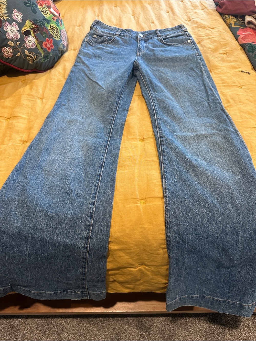 Pilcro Medium Blue Flare Jeans - Wide Leg